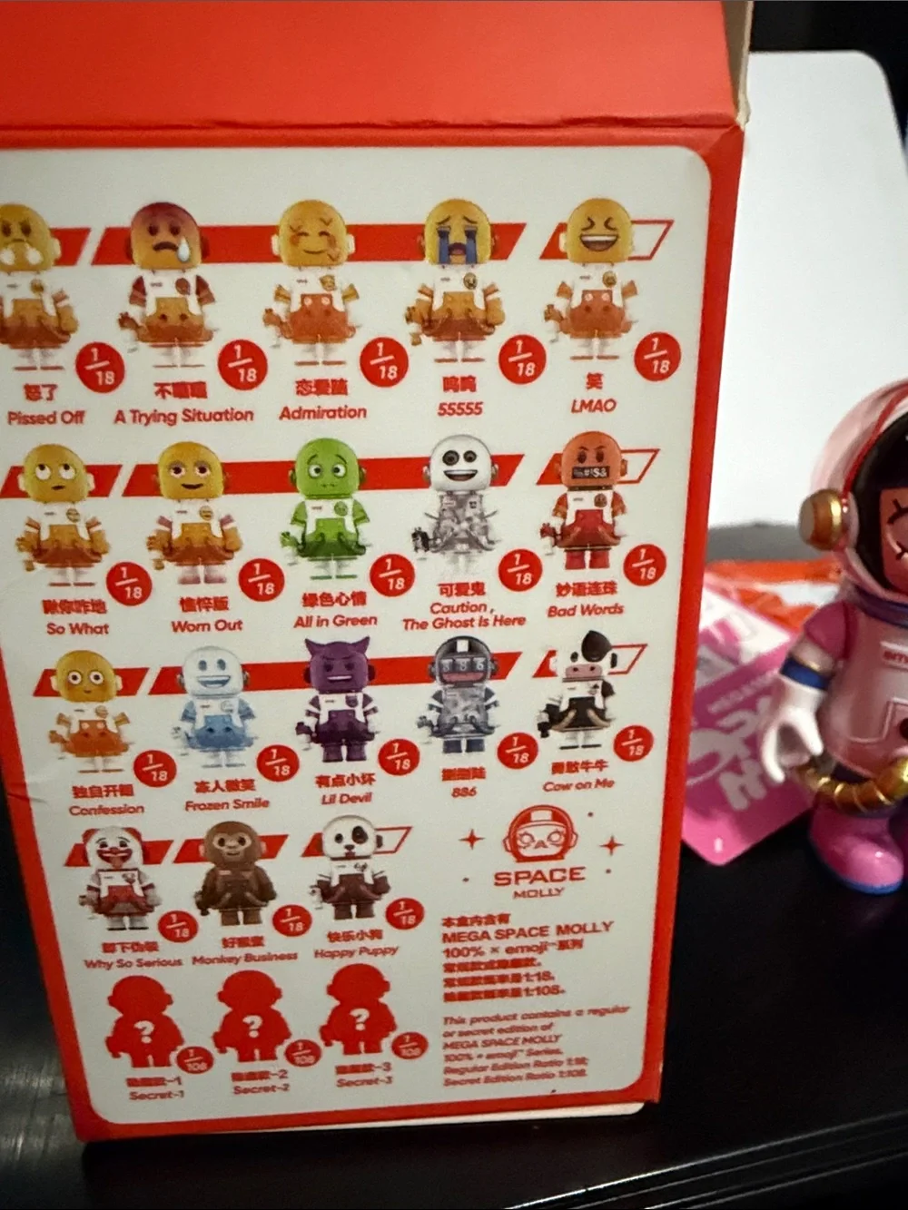 Pop Mart Space Molly Emoji Series 100% Unicorn Figure - complete